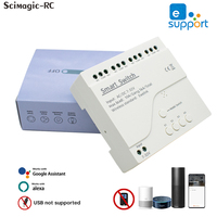 Relais intelligent EweLink 4 canaux 7-32V avec verrouillage automatique, interrupteur intelligent sans fil Wi-Fi compatible avec Alexa (contrôle Wi-Fi uniquement)