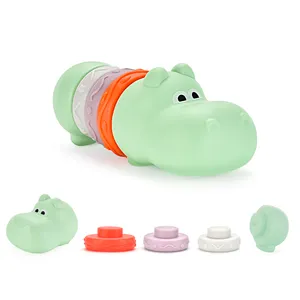 Tri empilable et nidification hippopotame anneaux jouet pour enfants tout-petits bébés blocs empileurs souples jouets de bain pour animaux