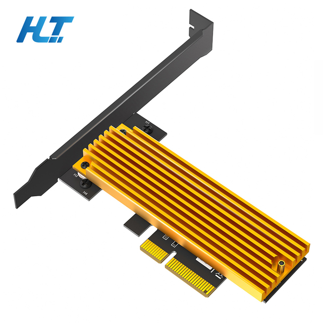HLT M.2 NVMe SSD PCIe 3.0 4X Adapter Card Aluminum Heat Sink Full Height Design 2242/2260/2280mm Support Desktop Use Stock