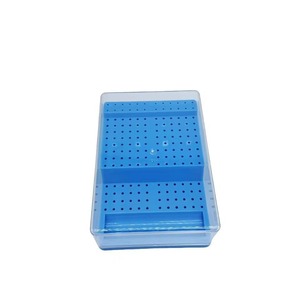 Caja rectangular para fresas dentales de 168 orificios, caja de esterilización para fresas de alta velocidad y cabezales de pulido de baja velocidad, blanca y azul. - Product Image 1