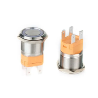Saklar Tombol Tekan 22 mm Self-Locking On-Off LED Bercahaya IP67 Tahan Air Momentary Stainless Steel 1NO1NC 3V 3A