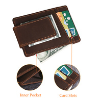 Grosir tempat kartu minimalis penjepit uang dompet saku depan RFID dompet kulit asli pria