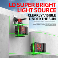 Niveau laser industriel vert compact et portable à haute capacité de batterie, 4D, 360 degrés, 16 faisceaux croisés, précision 1 mm/7 m