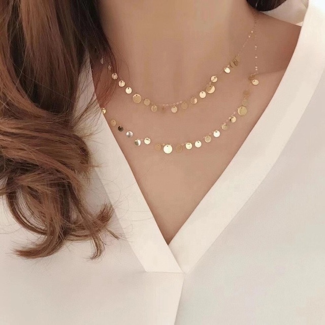 Custom 1 Microns Brass Base 14K 18K Gold Plating Choker Coin Necklace Fashion Necklace Statement Jewelry