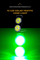 10 lampes solaires LED en plastique pour cônes de signalisation avec réflecteur prismatique haute intensité et protection IP66