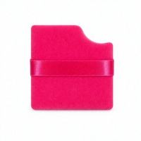 Éponge de maquillage en microfibre velours ergonomique JLY Square Powder Puff avec encoche pour le coin du nez et ruban en satin pour poudre visage