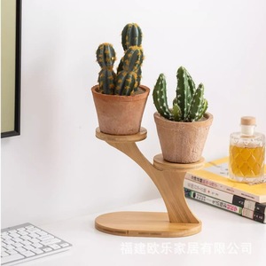<b>Mini</b> bay window sill multi-tiered flower stand for desktop, balcony, living room, office <b>desk</b>, flower pot stand, bamboo and - Product Image 4