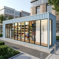 Conteneur modulaire portable de 40 pieds, mini-supermarché, kiosque, boutique de détail, stand d'épicerie éphémère