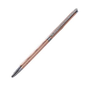 Rose Gold Textured Slim Twist Metal <b>Ballpoint</b> <b>Pen</b> With Full Rhinestone Inlaid Clip, Luxury Bling Crystal Rotating Signature <b>Pen</b> - Product Image 1