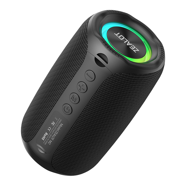 2026 Hot Selling Zealot 10W Mini Portable Wireless Plastic Cabinet Waterproof Outdoor RGB LED Lighting TF Card BT 5.4 Speaker