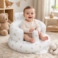 Canapé gonflable portable en PVC pour bébé avec imprimé ours mignon pour l'apprentissage de la position assise et l'utilisation intérieure/extérieure