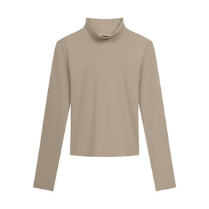 T-shirt pour femme, coupe classique, <span class=keywords><strong>col</strong></span> roulé, basique, manches longues, sous-vêtement - Product Image 4