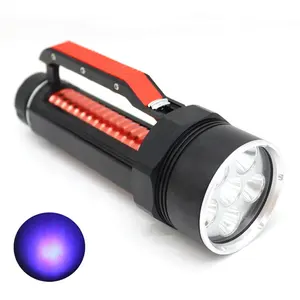 סופר בהיר מתחת למים 6 LED פנס 32650 26650 סוללה חזק 365NM 395NM עמיד למים UV צלילה לפיד