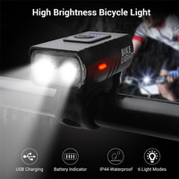 Phare de vélo personnalisé en usine, étanche IPX4, affichage de la puissance, rechargeable par USB, lumière avant de vélo LED