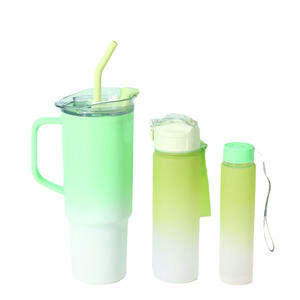 Vaso de viaje tripartito para exteriores personalizado de 260Ml, 750ml, 1200ml, con mango minimalista de vasos de plástico para beber directamente para tapa de paja - Product Image 1