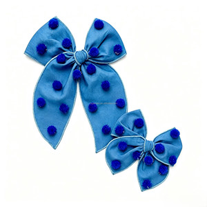 Pompon patriotique bleu, blanc, rouge, rose, nœud festif, pompon patriotique blanc, nœud festif - Product Image 5