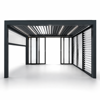 Pergola bioclimatique motorisée intelligente, imperméable, solaire, avec toit à lamelles ouvrables, dimensions personnalisées et pavillon