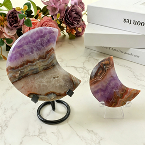 Fetta di Agata Blu Naturale a Mezzaluna con Geode Druzy, Supporto in Cristallo per Decorazione Casa e Ufficio, Regalo Celeste Curativo, Vendita all'Ingrosso - Product Image 4