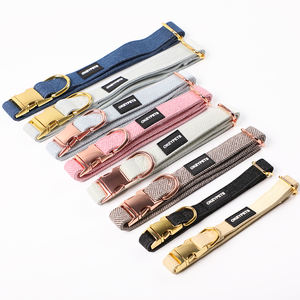 Accesorios para Mascotas, <span class=keywords><strong>Collar</strong></span> de Perro de Tweed con Hebilla de Metal Rosa Dorado, <span class=keywords><strong>Collar</strong></span> de Entrenamiento Ajustable de Seguridad Antitirones para Perros - Product Image 6