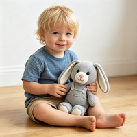 Jouet en peluche tricoté lapin gris mignon, personnalisable, dessin animé, animal en peluche doux, poupée 15cm/20cm/25cm, vente en gros, jouet en peluche personnalisé