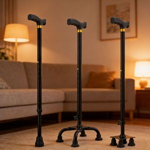 Hua Ensheng Four Legged Cane Telescopic Aluminum Alloy Non Slip Walking Stick For Elderly With T Handle <b>Spring</b> <b>Clip</b> Lock - Product Image 2