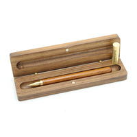 Boîte à stylos en bois de noyer gravée sur mesure, boîte cadeau en bois à couvercle rabattable pour stylo plume, emballage cadeau d'entreprise