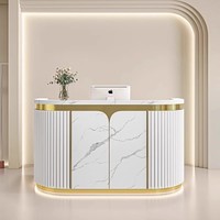 Comptoir d'Information à Surface Solide, Bureau d'Accueil Rose de Forme Spéciale pour SPA et Salon de Beauté
