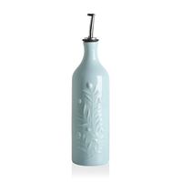 Bouteille distributrice d'huile d'olive en céramique personnalisée, bouteille d'huile opaque en céramique avec bec verseur pour la maison