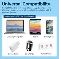 Adaptador de CA USB-A USB-C de Aleación de Aluminio con Carga Rápida, Protección Contra Robo de Datos, Compatible con iPhone, iPad, Laptop, PC OEM, Protección Contra Cortocircuitos