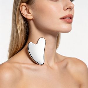 Stainless Steel Heart Shaped Gua Sha Board For Facial Firming And Lifting Massage Face Neck Care Tool - Product Image 1