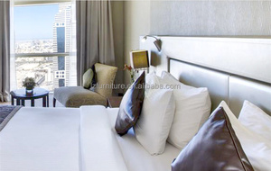 Factory Price Custom Modern Hotel Twin Bed with Tufted Upholstered <b>Headboard</b> & Complete Bedding Set Guest Room Bedroom Furniture - Product Image 5