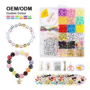 Leemook 2024 laris indah DIY buatan tangan manik-manik gelang Kit pembuatan kalung perhiasan warna-warni gelang membuat mainan anak perempuan