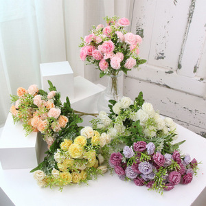 Ramo de 6 ramas de claveles pequeños y flores artificiales de lila para decoración de paredes florales y accesorios para bonsáis - Product Image 4