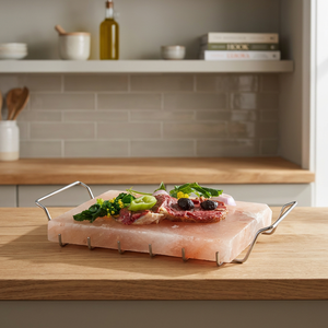 Vente en gros de Sel de l'Himalaya Demaro de qualité supérieure, plaque de cuisson avec support en fer/acier inoxydable, technique de sculpture écologique pour - Product Image 1