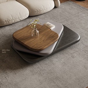 Fasadi cao cấp hiện đại biệt thự phòng khách đồ nội thất sáng tạo không đều hình bầu dục xoay bàn cà phê bằng gỗ cho nhà khác nhau - Product Image 2