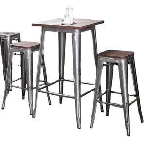 Europe bar stools luxury modern style black retro coffee bar hotel dinning table with high stool