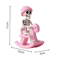 Nouvelle Sculpture Créative Cheval à Bascule Squelette Fantôme d'Halloween 3D avec Roue d'Équilibre, Réaliste et Personnalisable en Résine pour la Maison