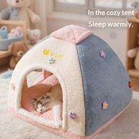Lit-tente pour chat douillet et rêveur style princesse crème, imperméable, design fermé, pour animaux de compagnie, vente en gros