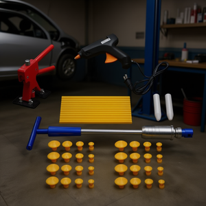 Kit de réparation de carrosserie automobile, outil de débosselage avec pistolet thermique et extracteurs pour la réparation des bosses de voiture - Product Image 2