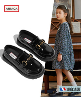 Mocassins pour filles à enfiler en cuir véritable croûte noir, chaussures d'école pour enfants, uniforme, printemps automne, antidérapants, 26-37, logo personnalisé ODM