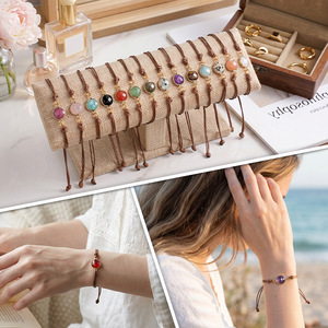 Pulsera de Cristal Natural con Hierro, Estilo Bohemio Retro, Tejida a Mano, Ajustable, con Facetas, Piedra Natural Original, <span class=keywords><strong>para</strong></span> Regalo - Product Image 2