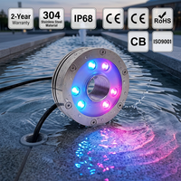 Lumière LED pour fontaine à jet d'eau extérieure, étanche IP68, en acier inoxydable, pour fontaine centrale