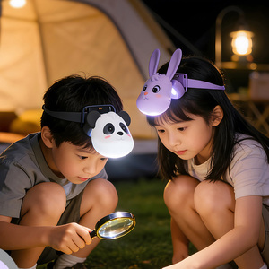 Lampe <span class=keywords><strong>frontale</strong></span> rechargeable LED portable pour enfants, motif lapin, mignonne, nouveauté, cadeau, jouet animal, mini lampe d'urgence pour bébé - Product Image 4