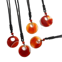 Collier Amulette en Pierre Naturelle Chakra de 40 mm, Cristaux de Guérison, Breloque Donut Porte-Bonheur pour Hommes et Femmes, Idéal pour les Fêtes