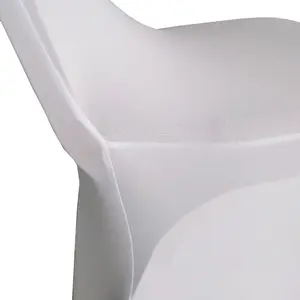 100 buah/kotak penutup kursi lengkungan spandeks poliester melar Universal putih untuk dekorasi kursi Hotel pesta perjamuan pernikahan