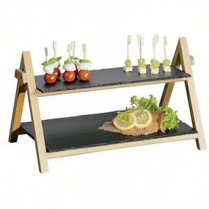 ชั้นวางอาหาร KESPER แบบสองชั้นพร้อมโครงไม้ สำหรับเสิร์ฟอาหารเรียกน้ำย่อยและจัดแสดงชีส - Product Image 2