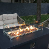 Meilleures ventes de foyers en béton armé de fibre de verre Rectangle Gas Propane Fire Table/Table basse