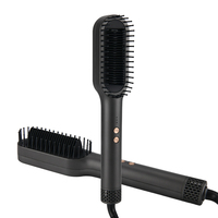 PRITECH Brosse lissante à air chaud 2-en-1 Sèche-cheveux et Styler Brosse lissante à dents en céramique 3D arrondies Fer plat Tension universelle 66W