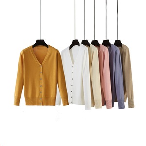 <span class=keywords><strong>Cardigan</strong></span> leggero multi colori a manica lunga da <span class=keywords><strong>donna</strong></span> con scollo a V di base pronto per la spedizione all'ingrosso della fabbrica - Product Image 2