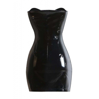 S-XXL femmes gothique PVC cuir robe hors épaule moulante Catsuit fermeture éclair pour Bondage fétiche Clubwear pôle danse gonflable PU